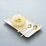 Yeknu  Ice powder bowl creative Japanese bird's nest dessert sugar water white fungus soup tray Phnom Penh cherry blossom glass bowl1Pc