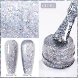 Yeknu  10ml Gold Glitter Gel Nail Polish Crystal Semi Permanent Soak Off UV Gel Varnish Nail Art Manicure Base Top Coat
