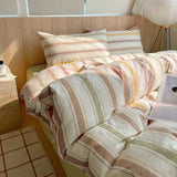 Yeknu  Nordic sling Cotton Pink Stripes Duvet Cover 150x200 Size Girl's Room housse Skin friendly Breathable Comforter Sets