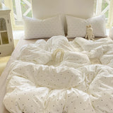 Yeknu  Minimalist Polka Dot Style Bedding Set Duvet Cover Set Four Piece Bedding Set Bed Sheet Fully Enclosed for Home