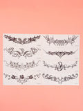 Yeknu  8pcs Succubus Waterproof Temporary Tattoo, Lasting 1-2 Weeks, for Abdomen and Waist, Realistic Semi-Permanent Fake Tattoo