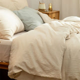 Yeknu  Solid Color Thickened 100% Cotton Bedding Sets Luxury Striped Breathable Bedclothes for Adult High Quality Soft Home Textile Set