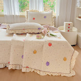 Yeknu  Towel Embroidery Washed Cotton Bedding Sets Ultra Soft Skin-Friendly Cotton Bed Sheet Set Cartoon Bedclothes for King Queen Size