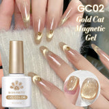 Yeknu  Gold Reflective Moonlight Gel Nail Polish Cat Magnetic Aurora Spar Glitter Semi-Permanant Varnish Nail Art Magnetic
