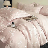 Yeknu  Jacquard washed Tencel 4-piece set, butterfly ice silk smooth quilt cover for bare sleeping, high-end 3-piece bedding