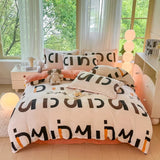 Yeknu  Small Fresh Milk Falai Plush Single Item Quilt Cover Printed Plaid Thickened Warm Duvet Cover 180x220 200x230 220x240