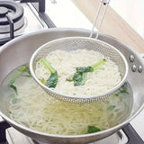 Yeknu  Stainless Steel Colander with Wooden Handle - Fine Mesh Skimmer Spoon for Cooking, Food Prep  Grease Filtering for Pasta Noodles