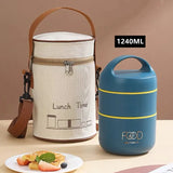 Yeknu  1590ml Large Capacity Stainless Steel 304 Lunch Box Leak-Proof Multilayer Thermal Bento Box Adult Student Soup Food Container