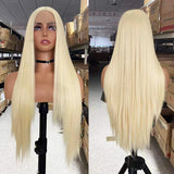 Yeknu   Burgundy Lace Front Wig Heat Resistant Synthetic Long Straight Wig for Black Women Natural Hairline Daily Used Cosplay