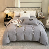 Yeknu  Japanese 100% Cotton Brushed Single Duvet Cover Striped Plaid Quilt Cover for Dorm Home Skin-Friendly Bedding for All Seasons