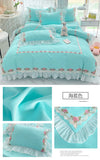 Yeknu Princess Style Korean Bed Skirt Bed Sheet Embroidered Ruffle Lace Quilt Cover Ins Bedding For Girls Luxury Home Textiles