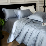 Yeknu Nordic Silk Bedding Set 4pcs Luxury Lyocell Duvet Cover Set Flat Sheets Set 2 Pillowcases Twin Double Queen Size Bed Linen Set