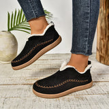 Yeknu  Winter Outdoor Cotton Shoes For Women Cozy Faux Plush Slippers For Home Classic Closed Warm Anti-skid Rubber Sole Women Loafers