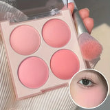 Yeknu  4-color matte blush palette - pinkish purple tones, waterproof, long-lasting natural nude makeup, perfect gift, Korean-style