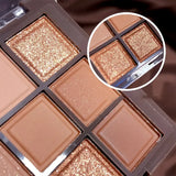 Yeknu  Mocha Chocolate 9-color eyeshadow palette, natural brown and gold tones, matte pearlescent, Valentine's Day & Mother's Day gift