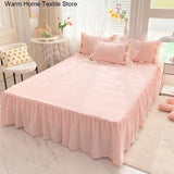 Yeknu Princess Style Korean Bed Skirt Bed Sheet Embroidered Ruffle Lace Quilt Cover Ins Bedding For Girls Luxury Home Textiles