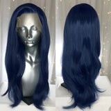 Yeknu  Long Wavy Dark Brown Synthetic Lace Front Wigs for Women Free Part Layered Cut Natural Wave Brunette Colored 13X4 Wigs Daily Use