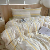 Yeknu  Single Double Exquisite Stripe 1Duvet cover+2Pillowcases 100%Cotton Experience Hotel-Like Comfort with Unparalleled Softness