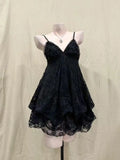 2000s Gothic Vintage Mini Dress Women Sleeveless Strap Party Dress Evening Lace Retro Cltohing Japanese Y2k Black Chic Lolita