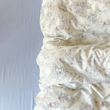 Yeknu Cute Cartoon Rabbit Bedding Set Simple Duvet Cover Bed Linen Bed Sheets Set Pillowcase Single Twin Double Queen Size Home Decor