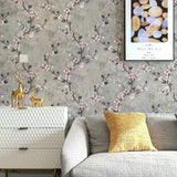 Yeknu  10M Floral Wallpaper Grey Peel and Stick Wallpaper Flower Self Adhesive Wall Paper Roll Removable Contact Paper Home Decorative