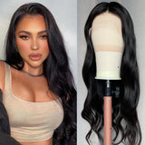 Yeknu  Black Wig Long Natural Wavy Synthetic Lace Front Wig Glueless Curly Body Wave Brunette Hair Lace Frontal Wigs for Women Party