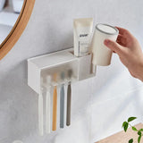 Yeknu  Bathroom Shelves Wall Mount Toothbrush Toothpaste Holder Suction Cup Storage Rack Toiletries Organizer Bathroom Accessories
