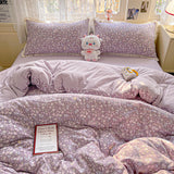 Yeknu  Princess Bedding Set Ruffle Lace Quilt Cover Romantic Bedclothes Woman Girls Home Decor Duvet Cover Set Korean Style Floral