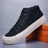 Yeknu  Spring and Autumn High Top Canvas Shoes Men's All-match High Top Casual Sneakers Breathable Deodorant Men's Denim Shoes