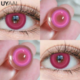 Yeknu  1 Pair Cosplay Pink Lenses for Eyes Anime Lenses y2k Eye Contacts Cosmetic Red Lens Cosplay