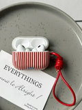 Yeknu  Niche Ins Minimalist Red Striped Polka Dot Suitable For Airpods Pro2 Lanyard Headphone Case