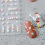 Yeknu - 1pc Love Heart Design 3D Nail Sticker for Valentine's Day Colorful Heart Self-Adhesive Slider Decals Manicure Decoration