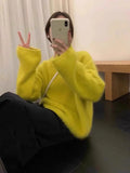 Yeknu  Knitted Autumn Pullover Sweater Women Korean Style Loose Pleated Fashion Ladies Sweaters Long Sleeve Casual Woman Sweater Tops