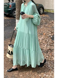 Yeknu  Autumn Sweatshirt Dress Women Striped Print Fashion Ruffle Pleated Korean Style Ladies Dresses Loose Casual Woman Long Dress