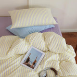 Yeknu Ins Nordic Bedding Set Simple Style Striped Duvet Cover Set Soft Flat Sheet Single Twin Size Double Bed Sheet Set For Bedroom