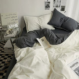 Yeknu  High Quality  Solid Color Double Washed Cotton Bedding 4 Pieces Set Student Dormitory Bed Linen Duvet Set Bed Suit