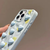 Yeknu  Simple pleated love three-dimensional suitable for Apple 15 mobile phone case iphone16promax new model