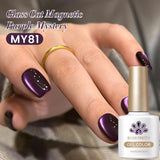 Yeknu  10ml Black Glass Cat Magnetic Gel Nail Polish Ultra Shine Gold Silver Glitter Soak Off UV LED Gel Nail Art Varnish