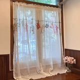 Yeknu  Village Curtains for Living Room Nordic Cotton Half Door Blackout Kitchen Washing Table Screen