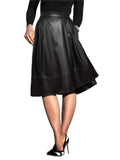 Yeknu  PU Autumn Skirt Women Ruffle Pleated Loose Korean Style Ladies Leather Skirts Fashion High Waist Woman Skirt