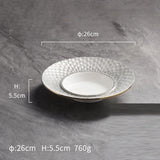 Yeknu  Creative high-end luxury stone relief design dining plate ceramic tableware home kitchen restaurant supplies straw hat bowl, 1Pc