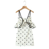 Yeknu  Retro Black And White Polka Dot Tube Top Dress