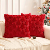 Yeknu  Christmas Throw Pillow Cover Festive Green with Golden Accents Reversible Cushion Case for Living Room Zipper Closure