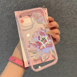 Yeknu  Tansparent TPU Pink Lotus Phone Case For iPhone 17 Pro 16 11 13 ProMax 17 12 13 15 14 Air Shockproof Funda Cover Silicone Luxury