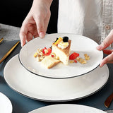 Yeknu  white tableware black edge ceramic household kitchen supplies sushi fruit salad dessert steak plates western plate