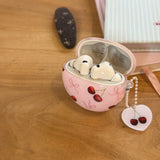 Yeknu  Applicable Huawei freeclip2 earphone cover freebuds7i Korean ins wind cherry 6i bow Apple airpods4 with pendant Samsung buds2