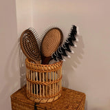 Yeknu  Retro bamboo woven ins makeup brush storage tube, woven pen holder, high beauty dressing table desktop multifunctional storage