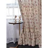 Yeknu  Korean Cotton Linen Semi Blackout Curtains for Living Room Floral Ruffle Pastoral Style Light Filtering Drapes Custom