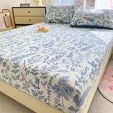 Yeknu Elastic Fitted Sheet Floral Style Bedsheet Soft Bed Cover Home Bed Linen Sheets drap de lit (Pillowcase Need Order)