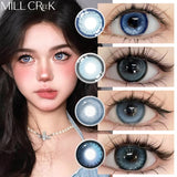 Yeknu  2PCS Contact Lenses Myopia Beauty Blue Lenses Cosmetic Pupils Natural Color Lens Eyes with Degree High Quality Lenses